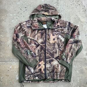 Yukon Gear Camo Hunting Jacket Mens M Brown Moinf Grape Leaf Outdoor Hooded Zip